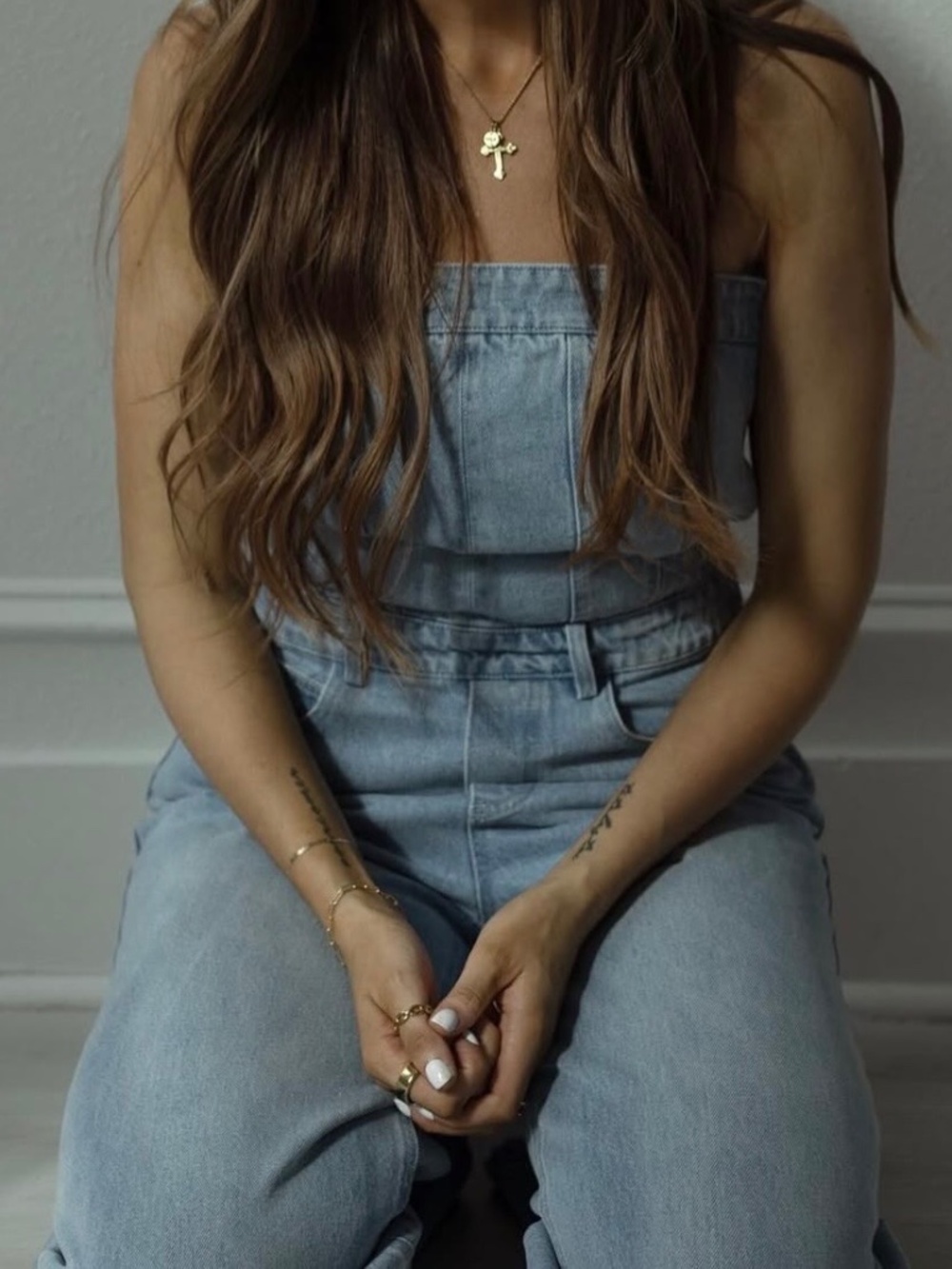 Bucket List Strapless Denim Jumpsuit - NWOT
